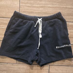 Essentials Fear Of God Cotton Mens Shorts Size Medium Black W/ White Drawstring